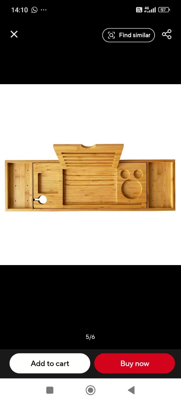 Expandable Bamboo Bathtub Caddy Tray / Breakfast Bed Table with Stands