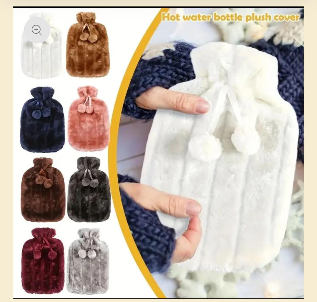 Hot water bottle with lid and soft plush bag,2 litres...for soothing menstrual cramps