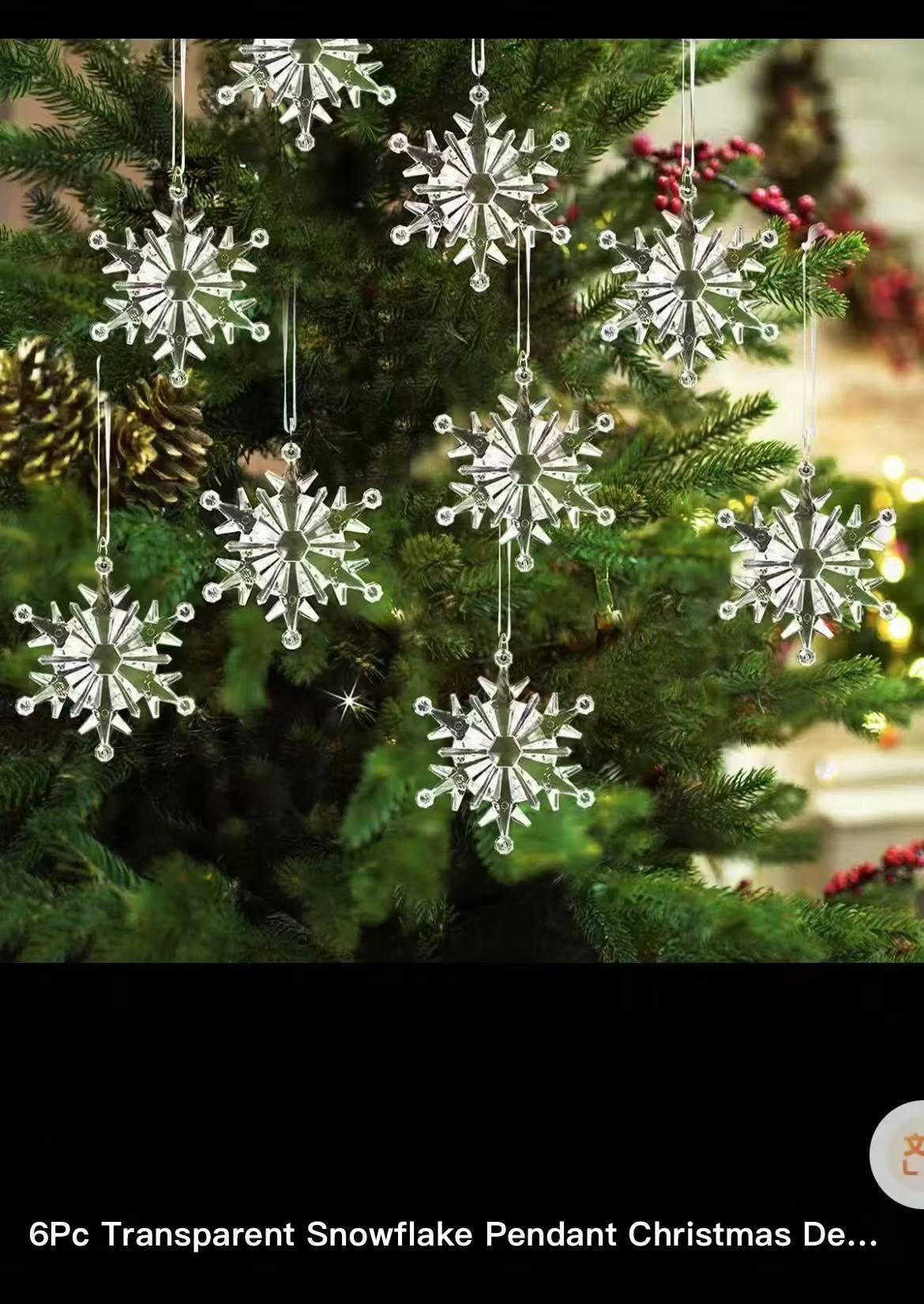 -Piece Crystal Snowflake Christmas Ornaments