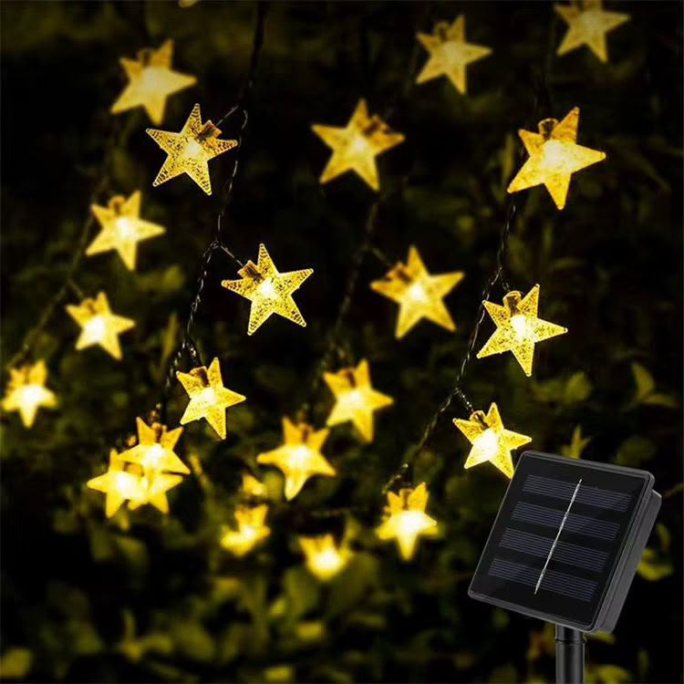 Solar Powered Outdoor Star Fairy Lights – 12M, 100 Stars Christmas Theme-
