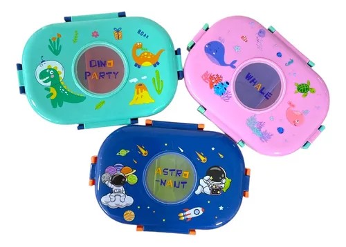 Oval Dino Cartoon themed Healthy Plastic Lunch Box, Microwave safe Lunch Bento Boxes Food Container, Kids Snackbox/Lunchbox