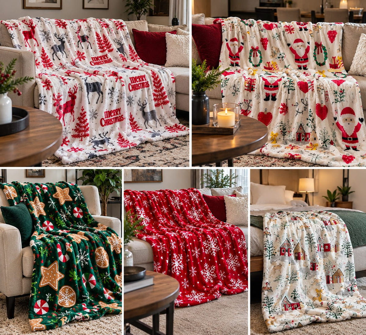 Double Sided Quality Christmas Throw Blanket