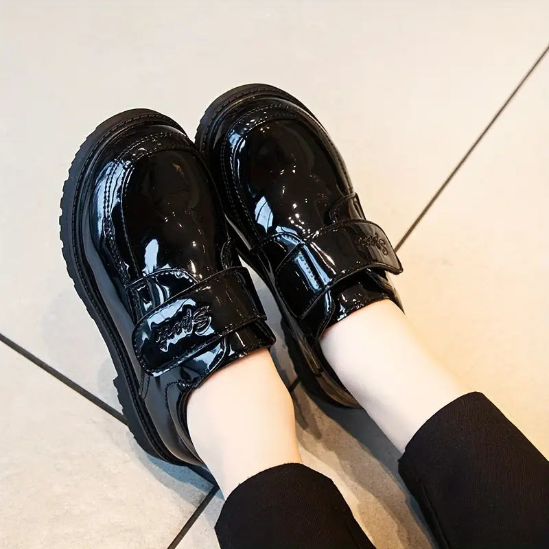 Trendy Unisex Black Oxford Leather School Shoes