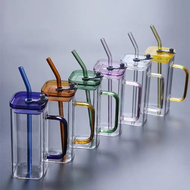Square Glass With Colored Handle