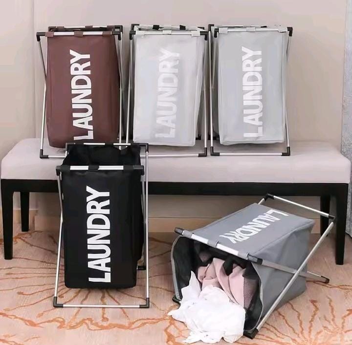 Foldable laundry basket with aluminium frame