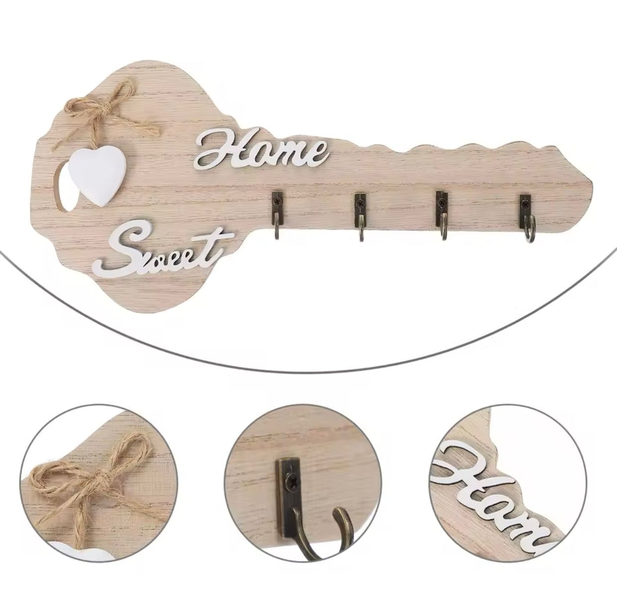RUSTIC WOOD WALL MOUNTED KEY HOLDER