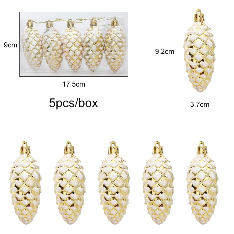 5Pcs Christmas Painted Pine Cone Balls