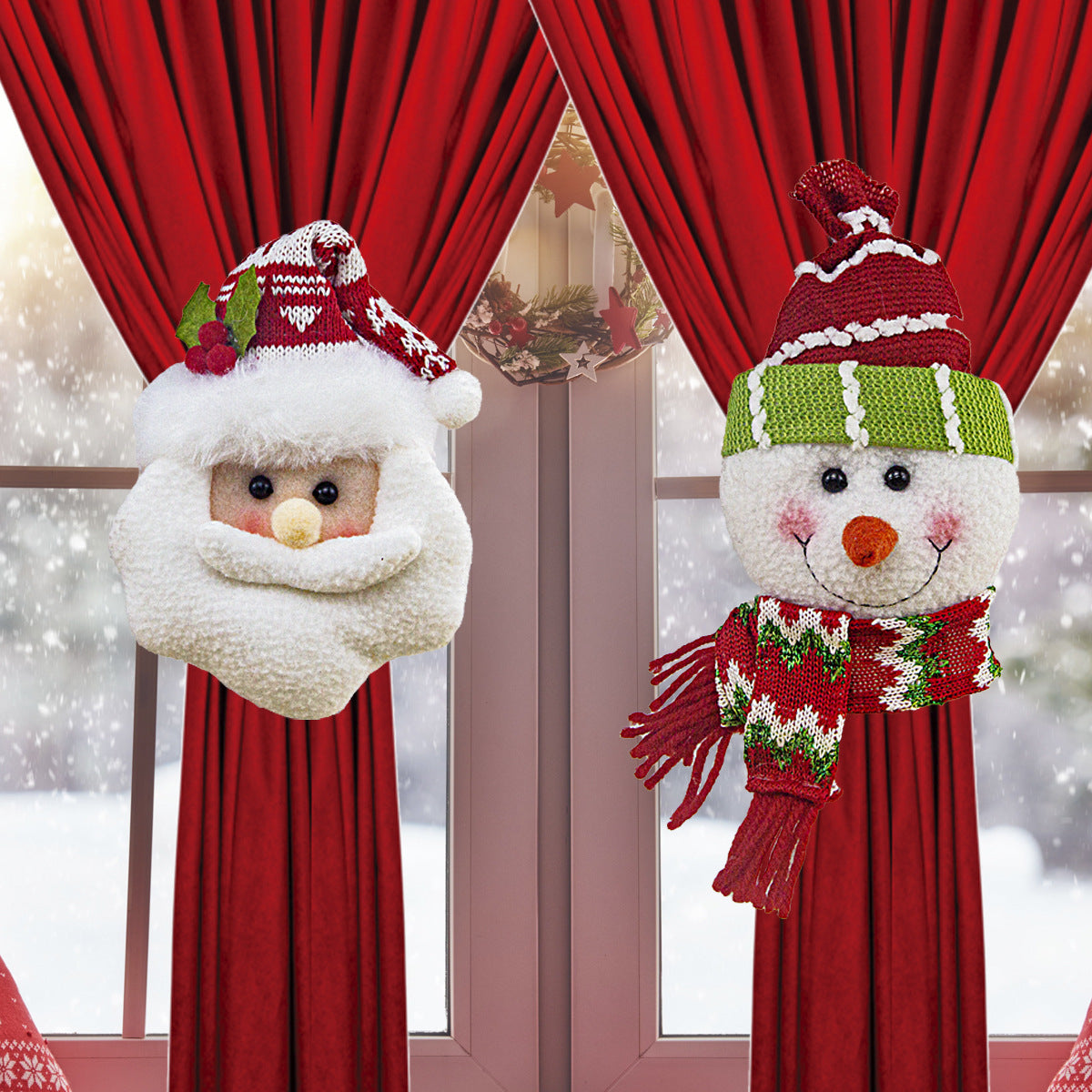 *Christmas Curtain Buckle Santa Claus Snowman Curtain Tie Back Holdbacks For Home Office Parties Curtain Railing Trees