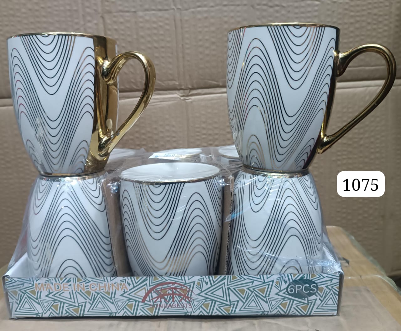 Ceramic golden mug 6pcs set