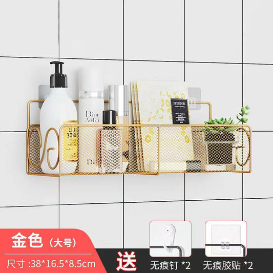 New design Mesh Bathroom rack with self adhesive stickers and hook
