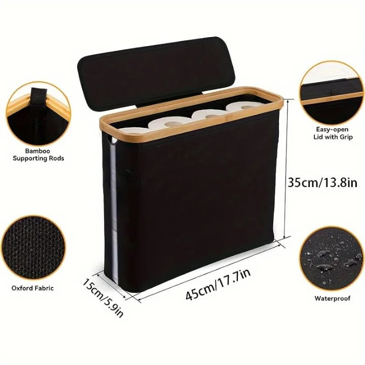 Slim Bathroom Storage Cabinet with Bamboo Lid