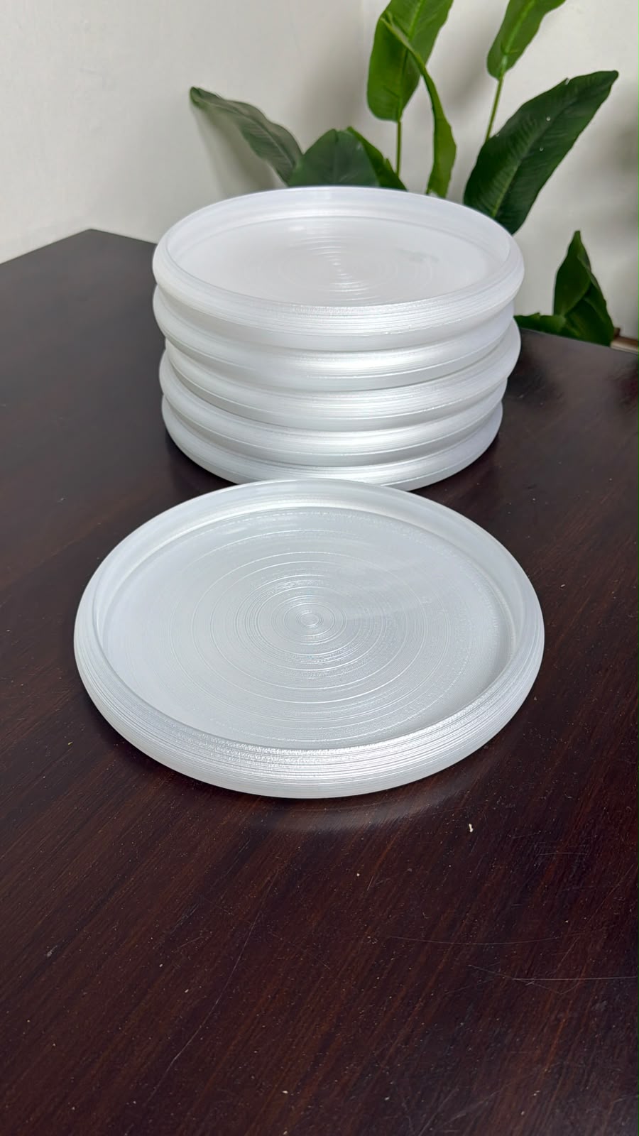 Frosted, rippled,handcrafted crystal glass dinnerplates