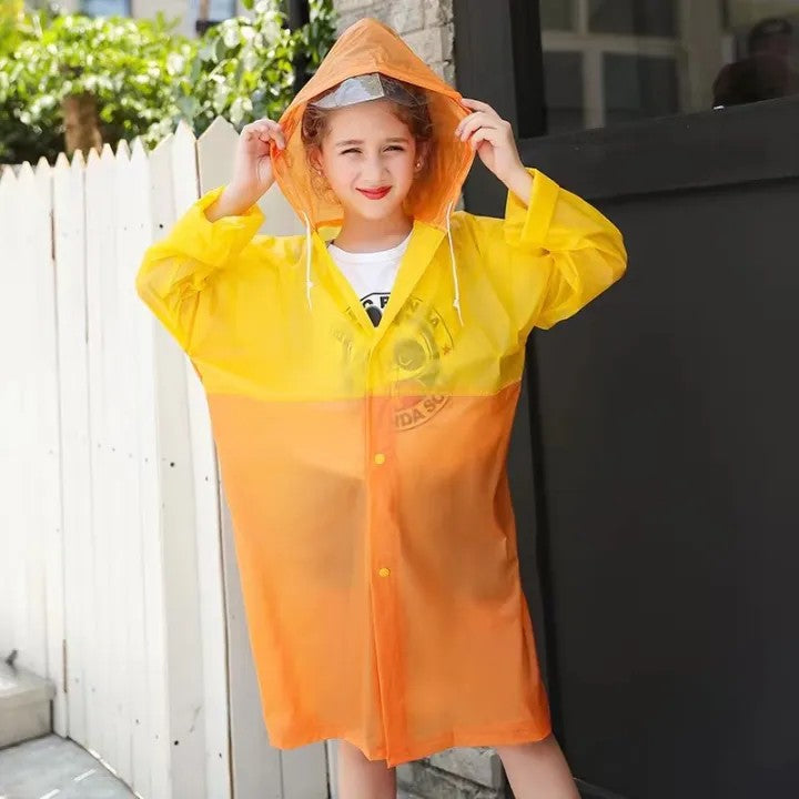 Light PVC Child/Kids Hooded Schoolbag Rain Coat