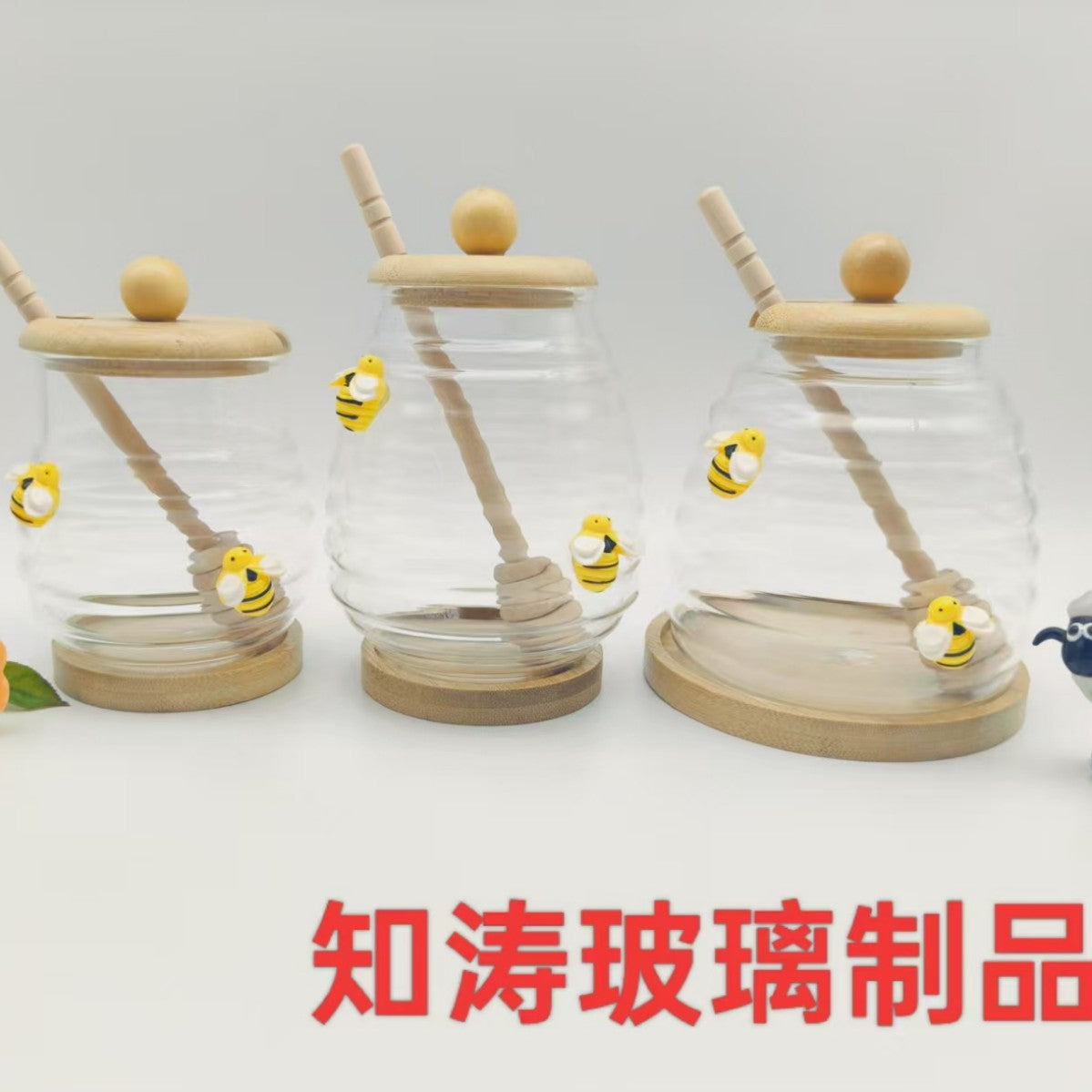 Honey canister container lid and stiring rod