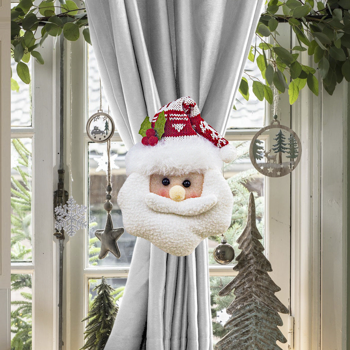 *Christmas Curtain Buckle Santa Claus Snowman Curtain Tie Back Holdbacks For Home Office Parties Curtain Railing Trees