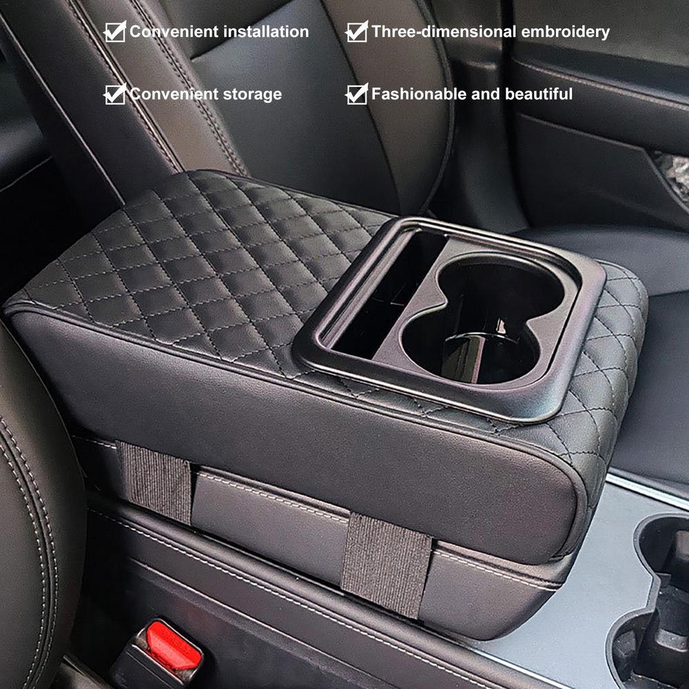 Auto center console armrest cushion with 2 cups holder
