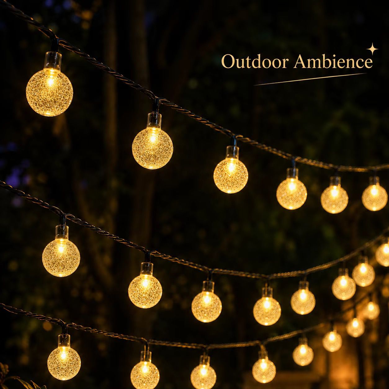 Solar Powered Outdoor Ball String Christmas Lights – 12M Roll -100 Balls
