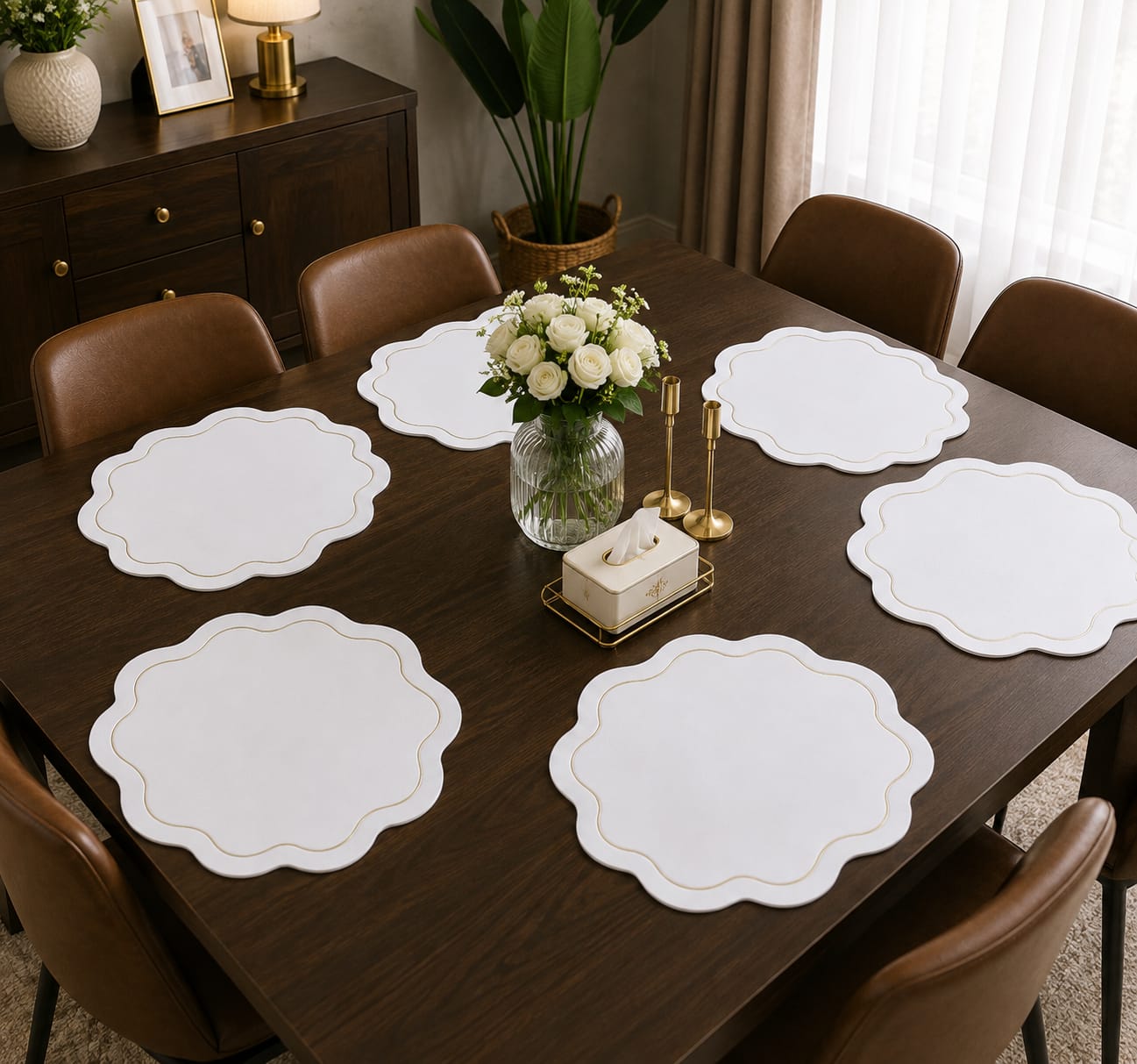 Modern Round faux leather PVC Table mats for Dinning