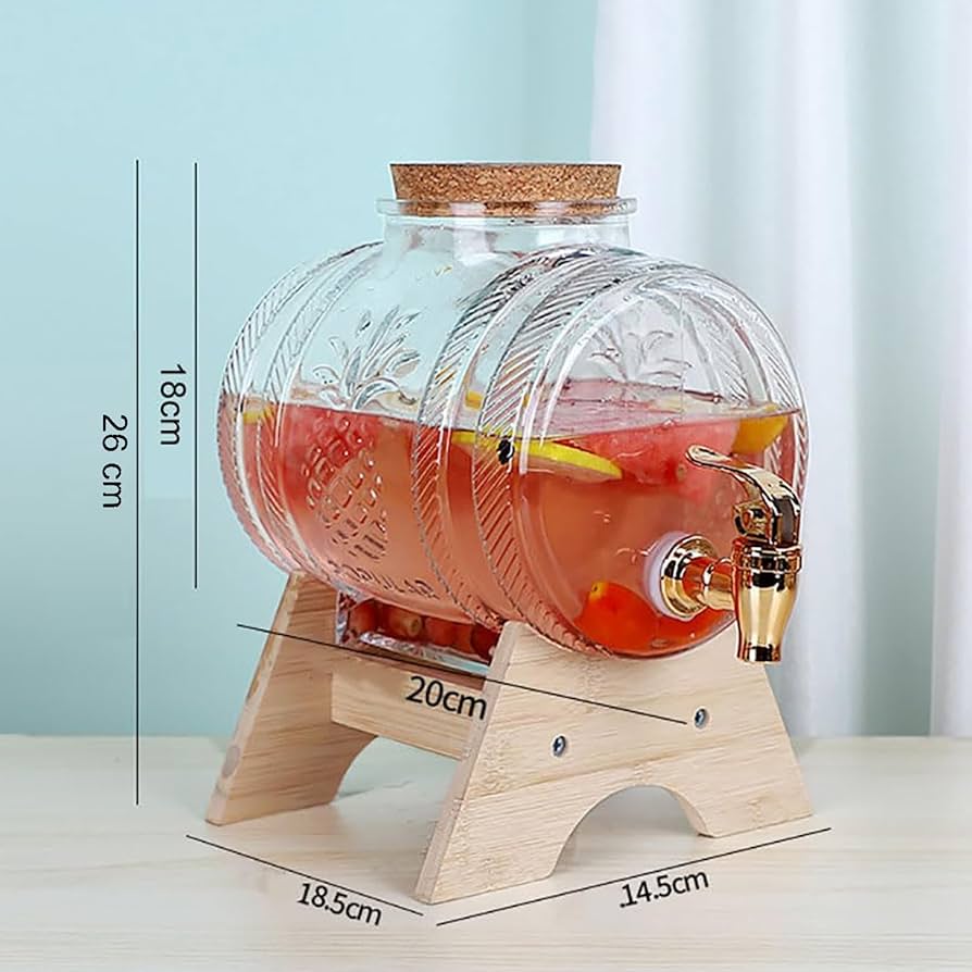 Horizontal glass drum barrel dispenser