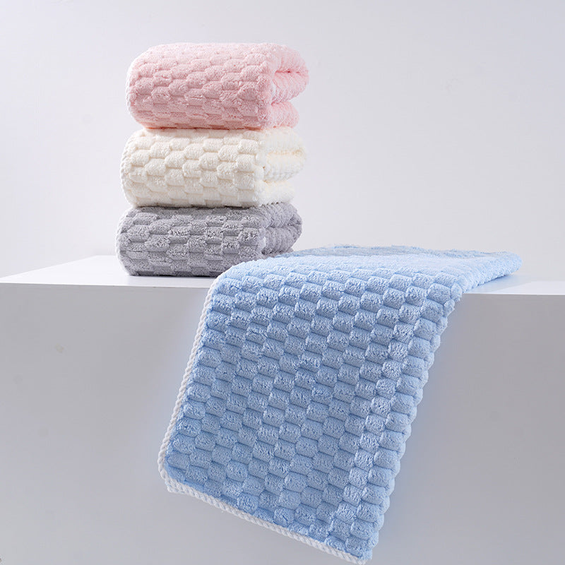 Quality high absorption Coral velvet Cloud grid Kitchen Hand towel