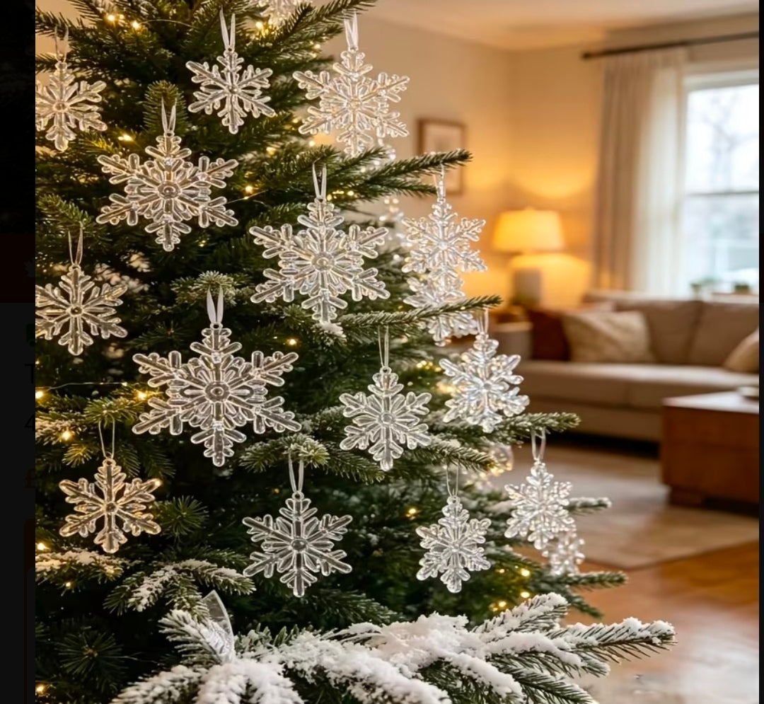 -Piece Crystal Snowflake Christmas Ornaments