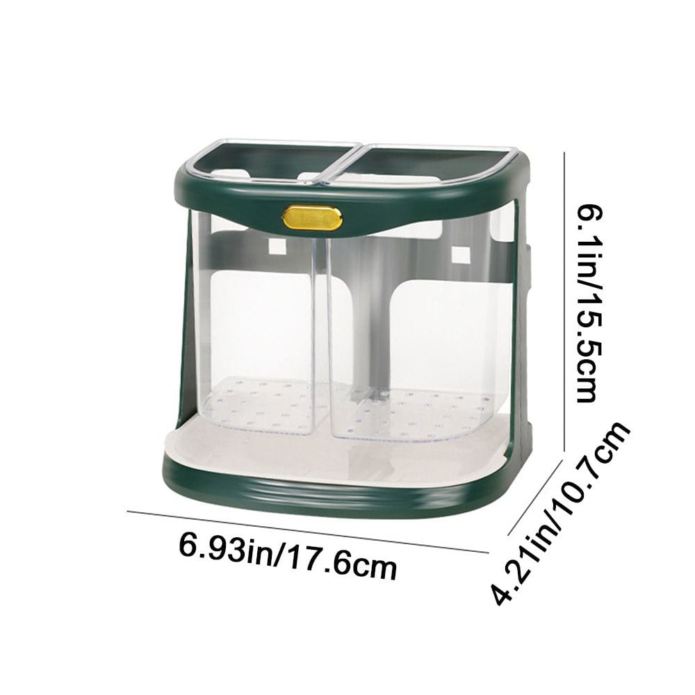 Double grid cutlery organiser with drain hole and detachable drain tray