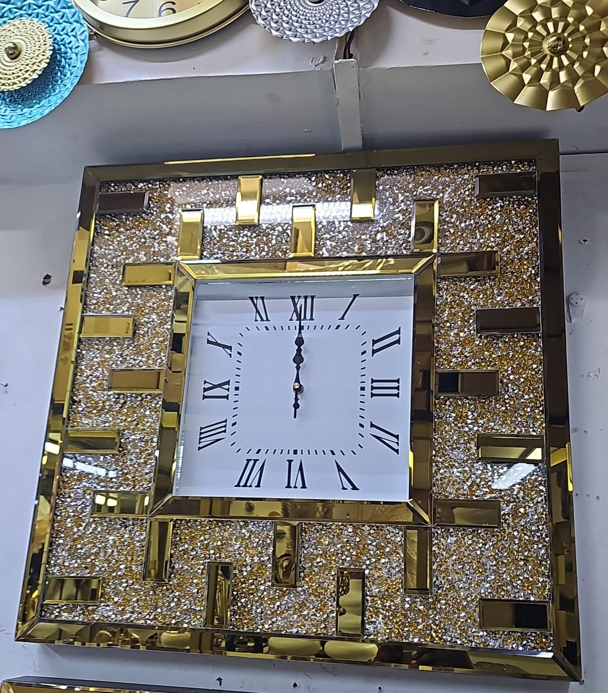 Silent Clock Creative Wall Clock Living Room Wall Clock Glass Broken Diamond Clock Modern Home Clock Living Room Clock
