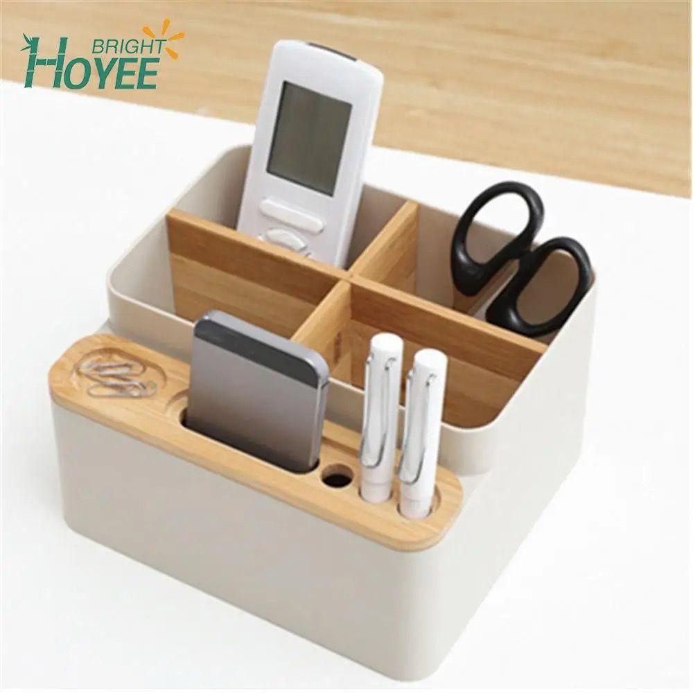 Multi purpose desktop organizer with dividers/remote control storage