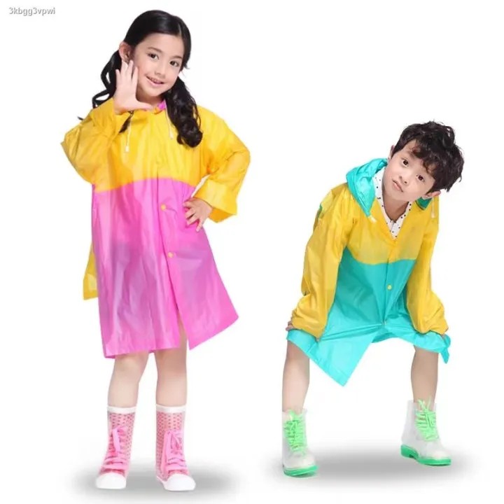 Light PVC Child/Kids Hooded Schoolbag Rain Coat