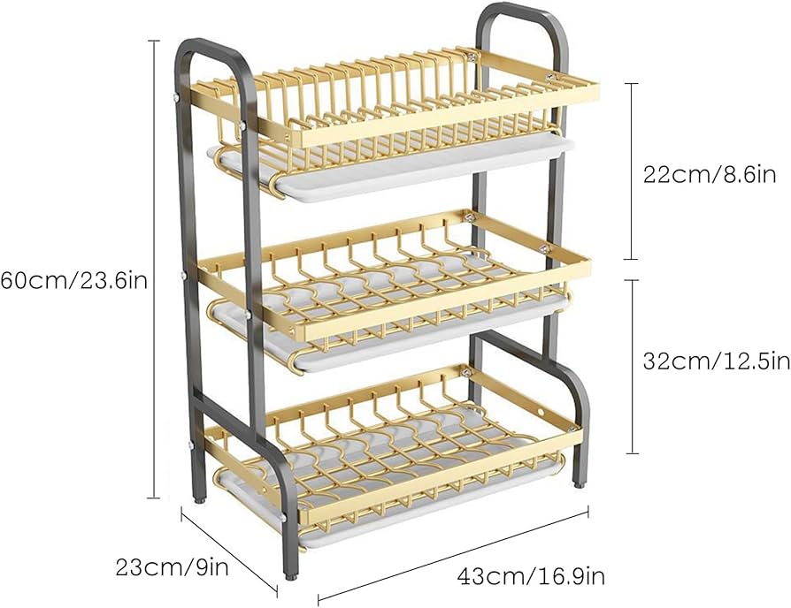 3 tier black n gold dish rack