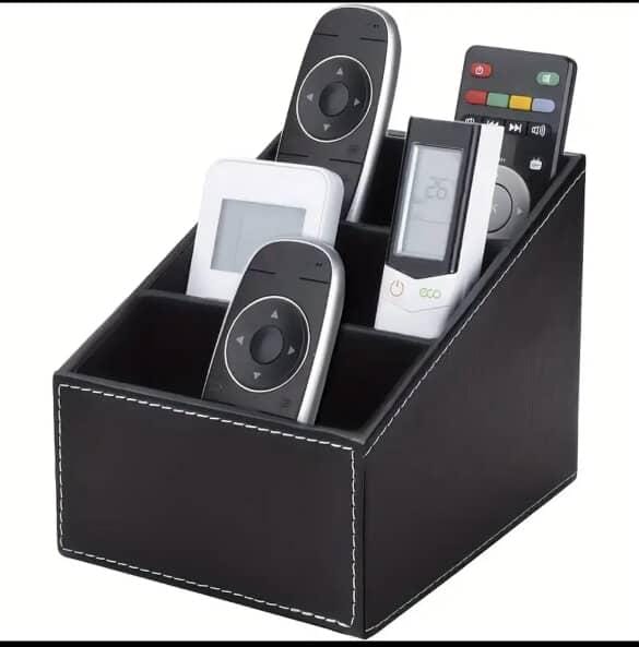 Multi-Compartment Leather Desk Organizer /Remote organizer