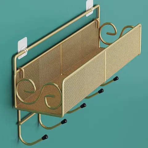 New design Mesh Bathroom rack with self adhesive stickers and hook