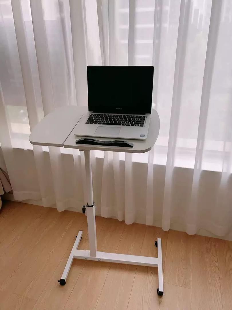 Adjustable Overbed Laptop Table with Wheels Multi-Purpose Rolling Bedside Table