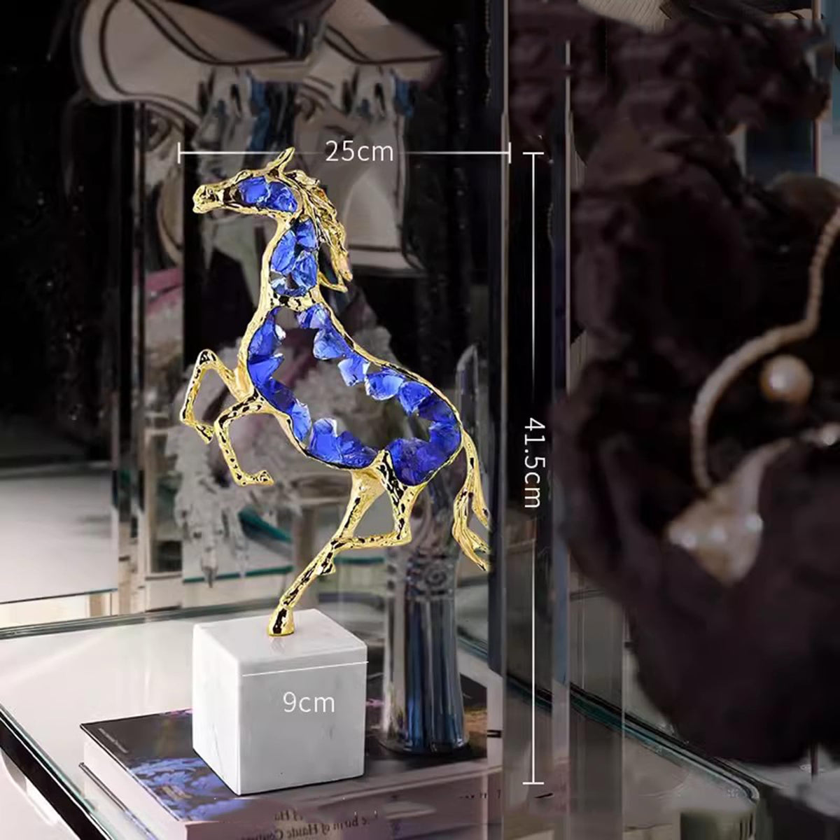*Luxury Modern crystal horse statue sculpture, spar handicraft ornaments, home, office, desktop decoration, collection gifts,Modern Marble