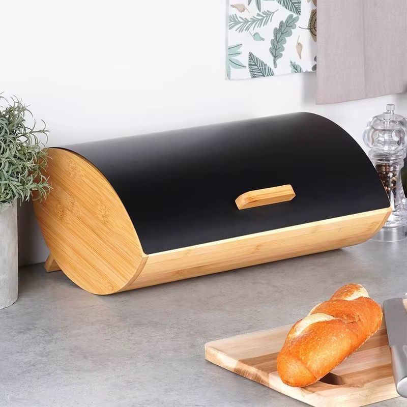Bamboo Bread Bin with Metallic Cover