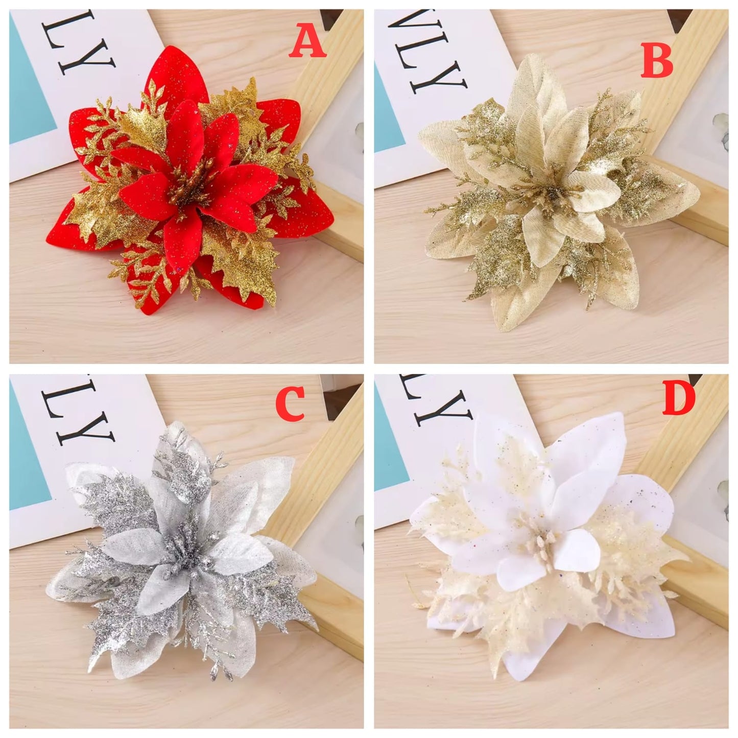 3Pcs Christmas Flower Decor