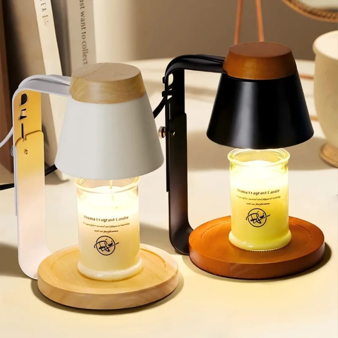Electric candle warmer bamboo base &top