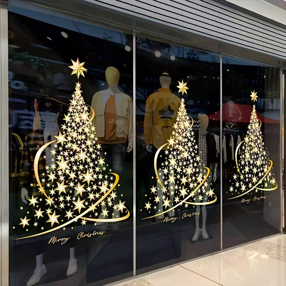 *Christmas Window Stickers Santa Claus Snowflake DIY Wall Decor