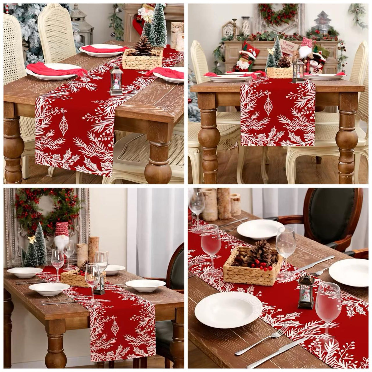 Christmas Table Runner Snowman Gnome Table Cloths Linen Table Runners Kitchen Dining Table Runners for Home Dining Party Decor