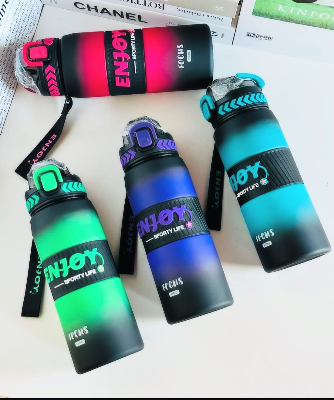 1000ml Enjoy Motivational  water bottle Quote & Time Marker water bottle With times and unique inspirational quote, two colour water bottle