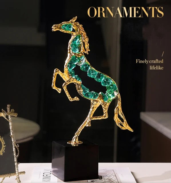 *Luxury Modern crystal horse statue sculpture, spar handicraft ornaments, home, office, desktop decoration, collection gifts,Modern Marble