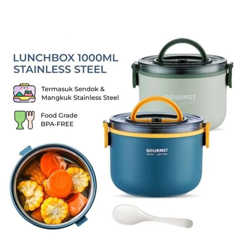 Heated clear lid Lunch Box, Stainless Steel Round Lunch Box, Thermal Insulation Lunch Box Double Insulation Tableware Food