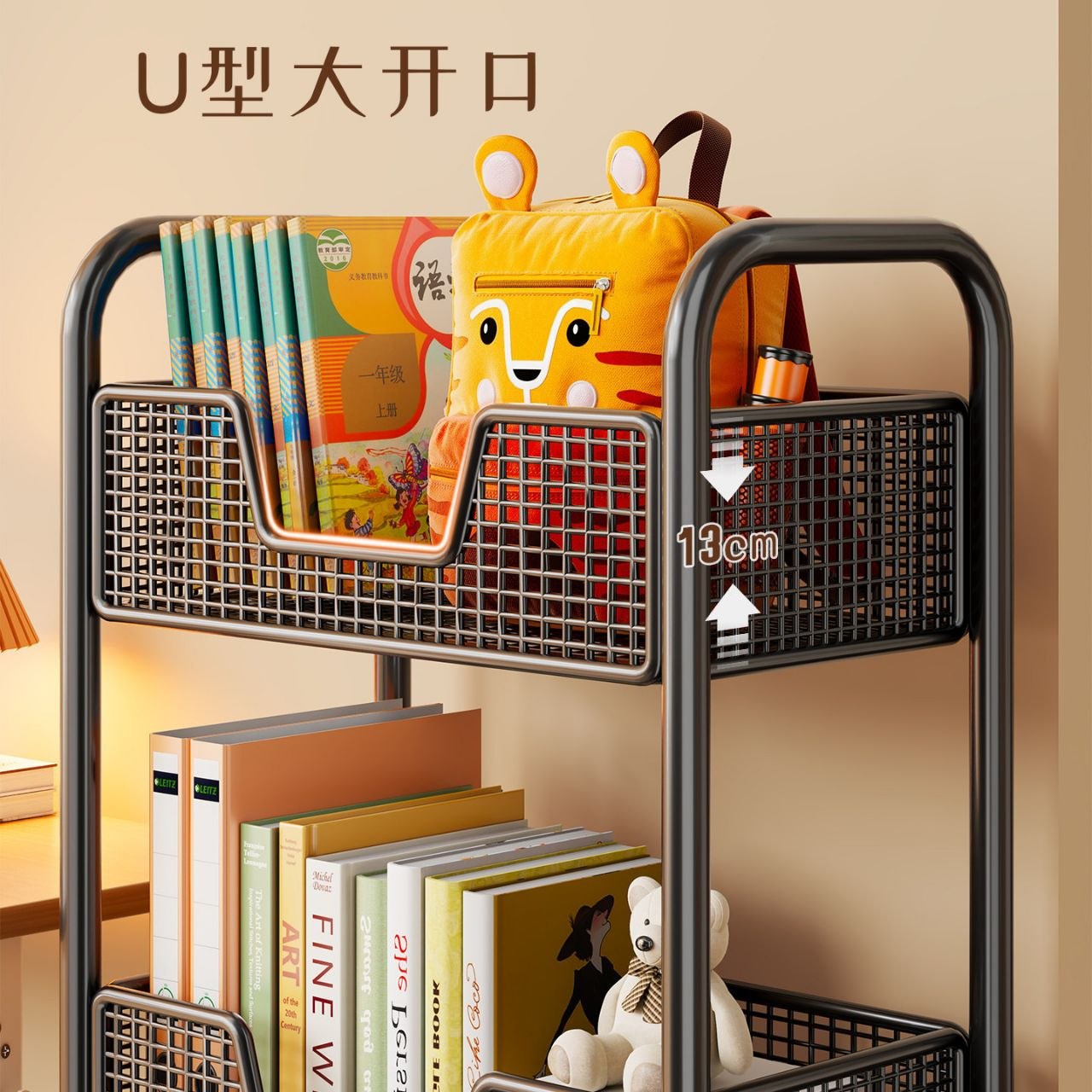 3 layer rotating Multifunctional mesh design storage trolley