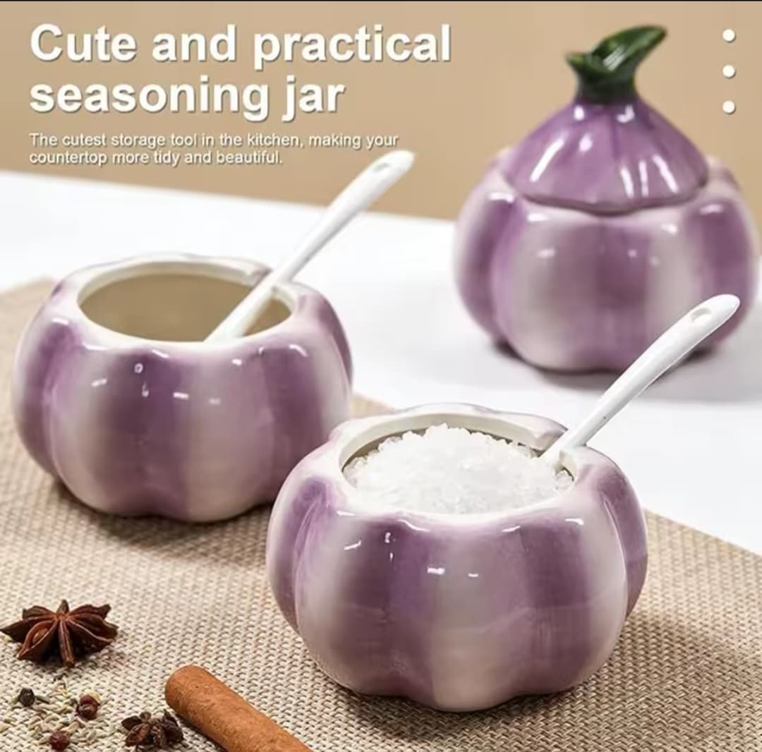 Purple garlic ceramic multifunction storage jar
