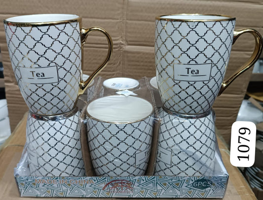 Ceramic golden mug 6pcs set