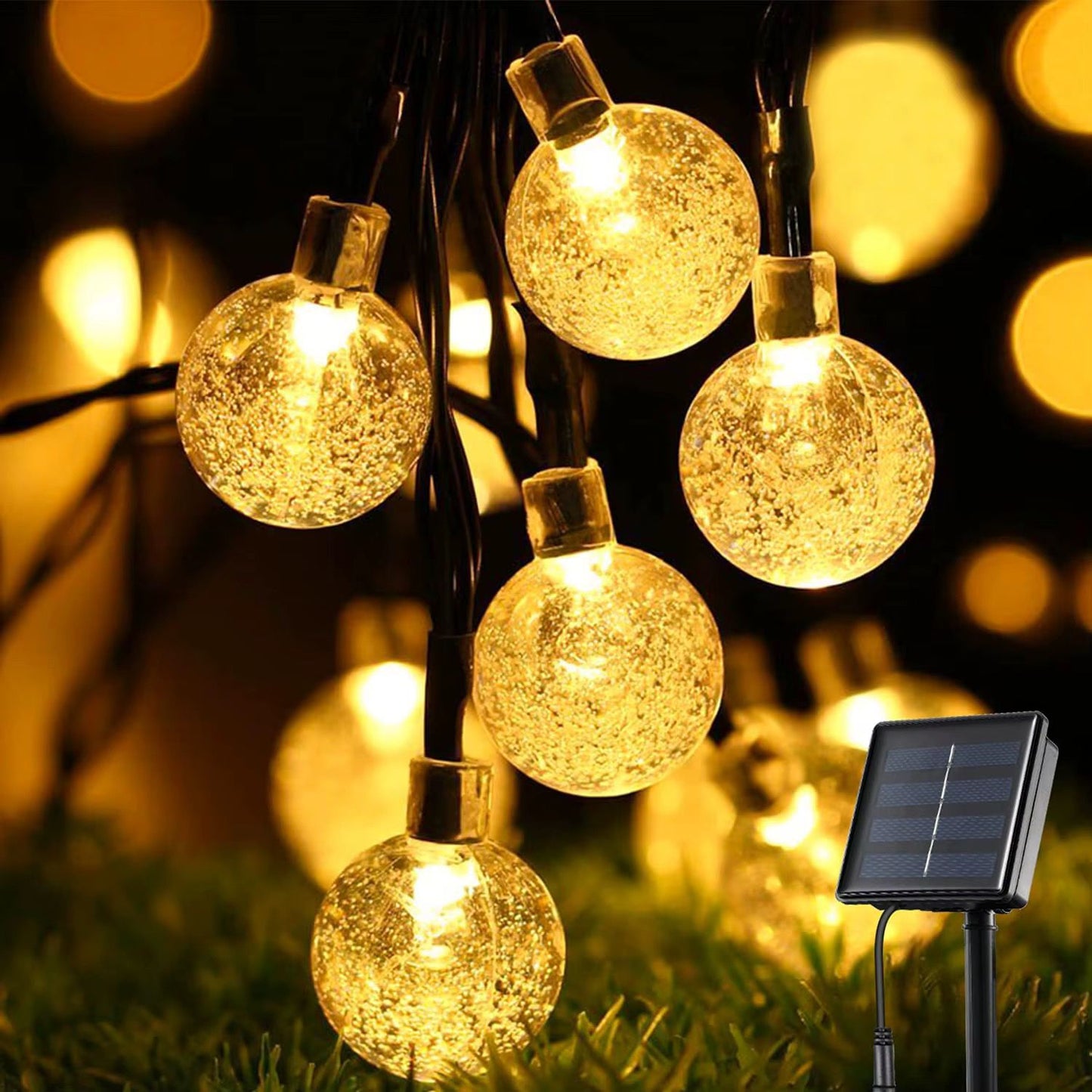 Solar Powered Outdoor Ball String Christmas Lights – 12M Roll -100 Balls