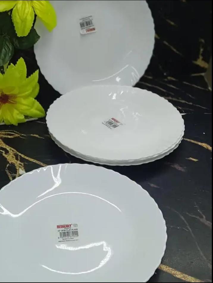 Round opal glass dinner plates