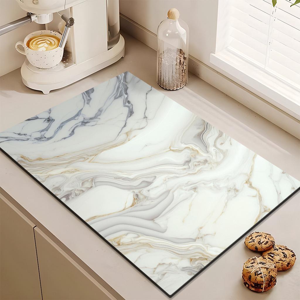 New Marble Kitchen Drain Mat Antiskid Draining Mat Kitchen Coffee Drain Pad Quick Dry Tableware Mat Bathroom Absorbent Floor Mat