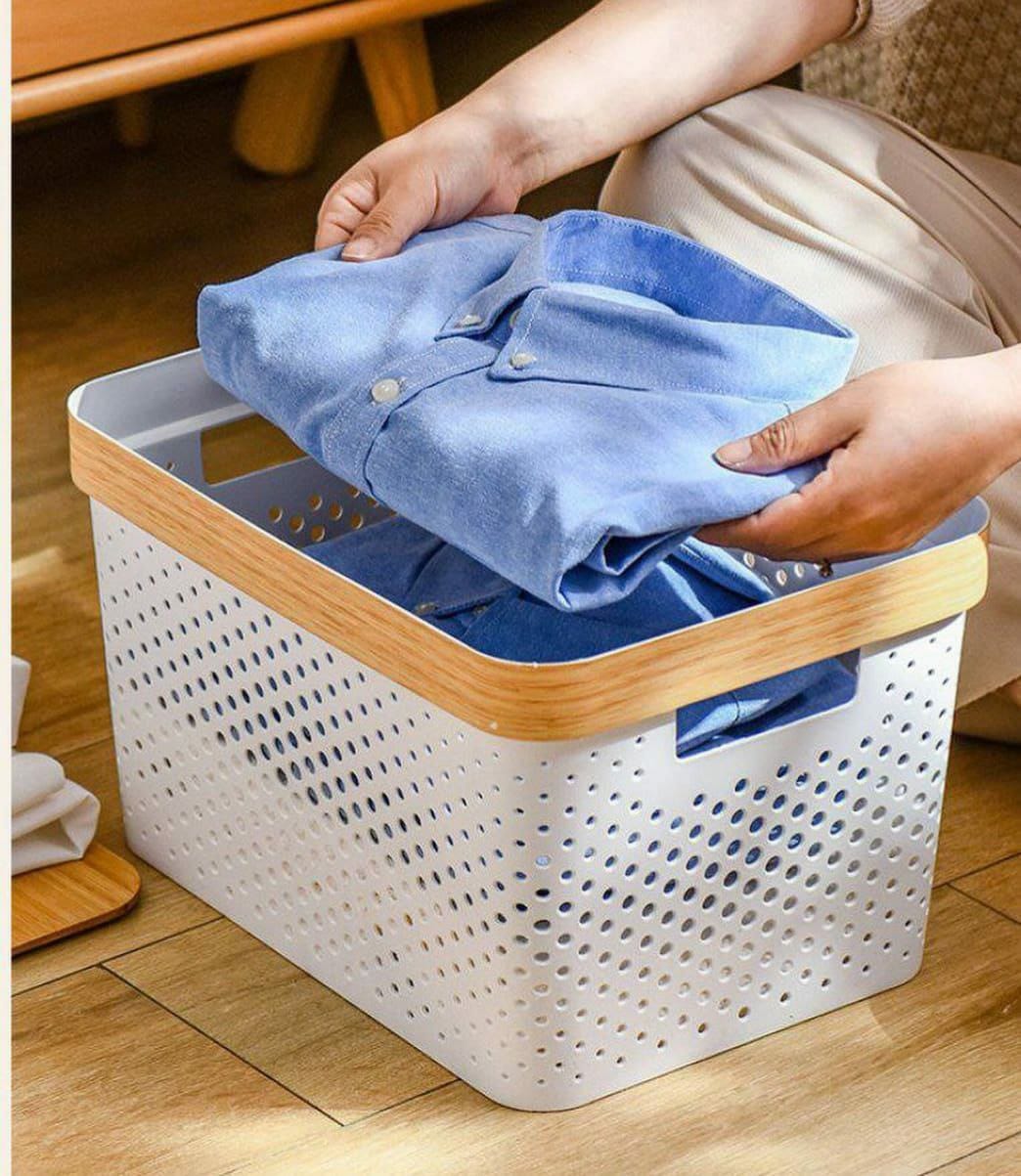 Multipurpose Storage Basket Organizer Box  with goldish lining