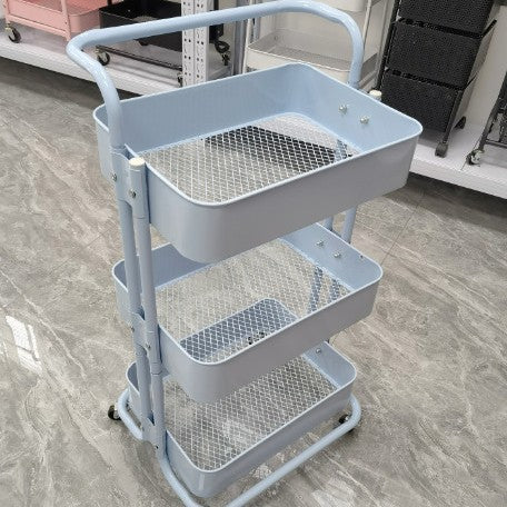 Multi-functional movable trolley storage rack( full metallic)